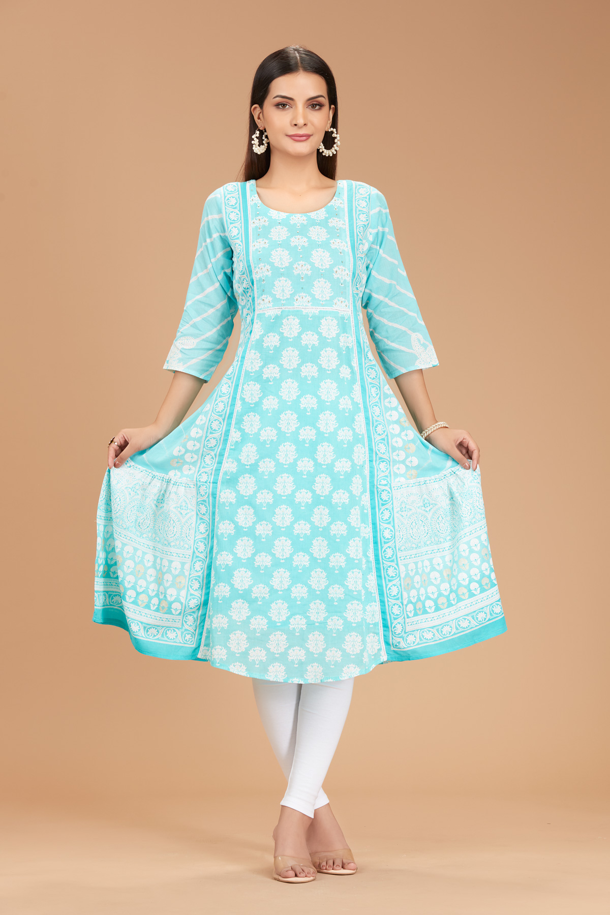 Blue Printed Flair Kurti